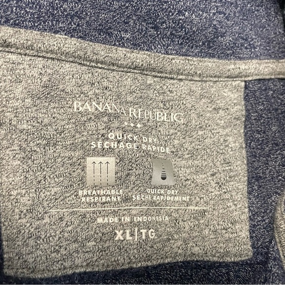 Banana Republic Heathered Indigo Blue 1/4 Zip Quick Dry Long Sleeve Shirt Men XL - Picture 6 of 9